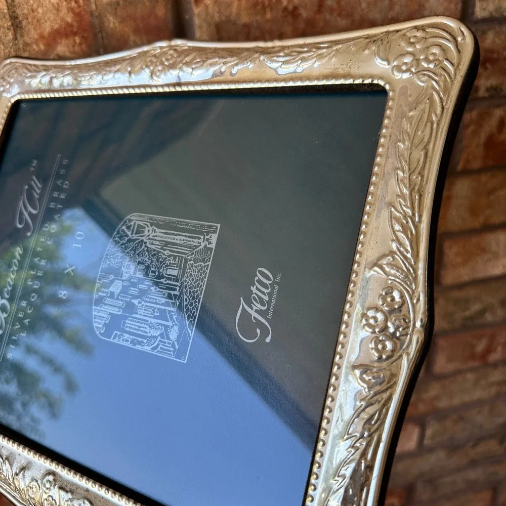 Fetco Beacon Hill Silver Plated Brass 8x10 Picture Frame Ornate Floral Vicorian